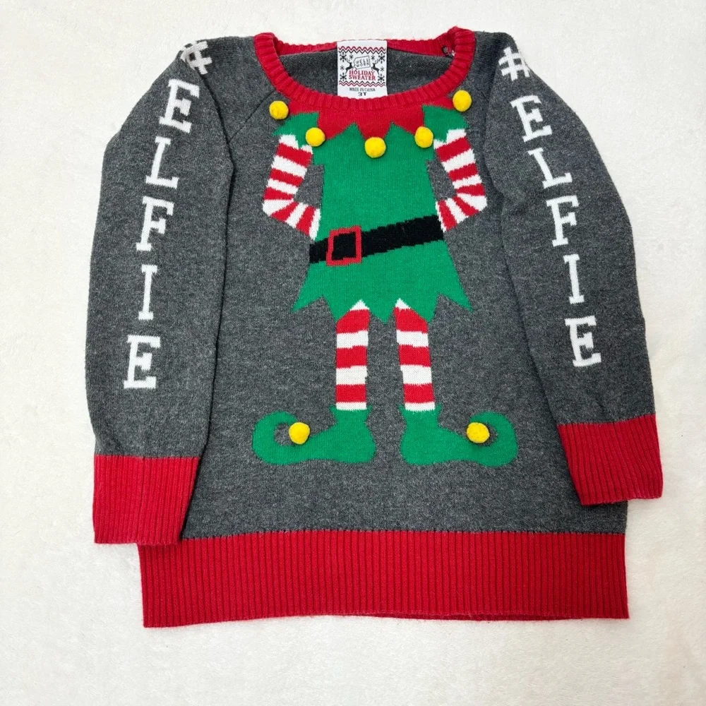Well Worn‎ Holiday Sweater Elf with Red and Green Size 3T